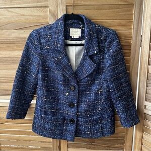 Kate Spade Blue Tweed Women's Jacket size 4